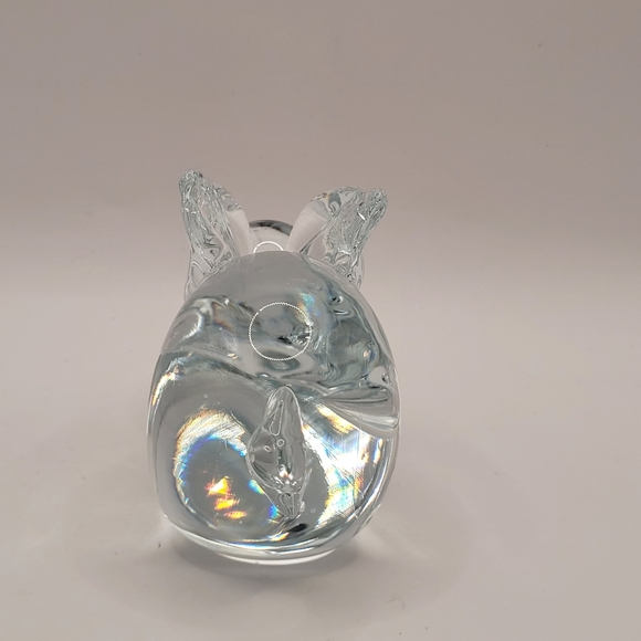 Vintage MCM Art Glass Crystal Bunny Rabbit Paperweight Figurine 4" x 3" - Picture 6 of 11